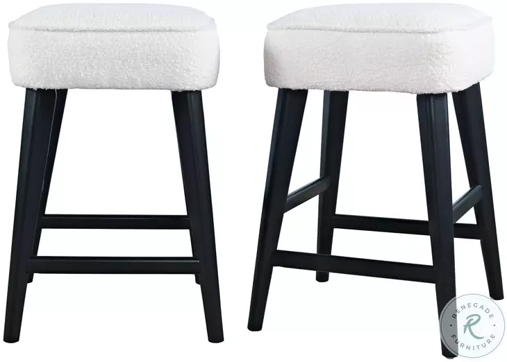 Wes Black Upholstery Backless Counter Height Stool Set Of 2