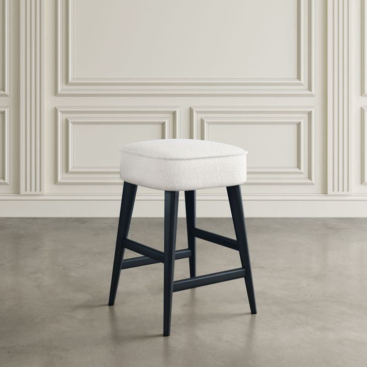 Nash Black and White Upholstered 5 Piece Counter Height Dining Set with Backless Stools