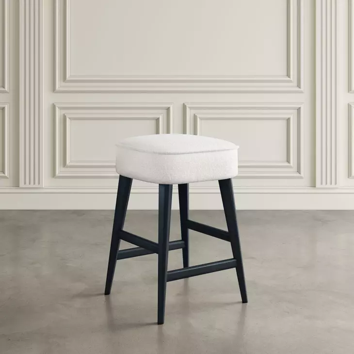 Nash Black and White Upholstered 5 Piece Counter Height Dining Set with Backless Stools