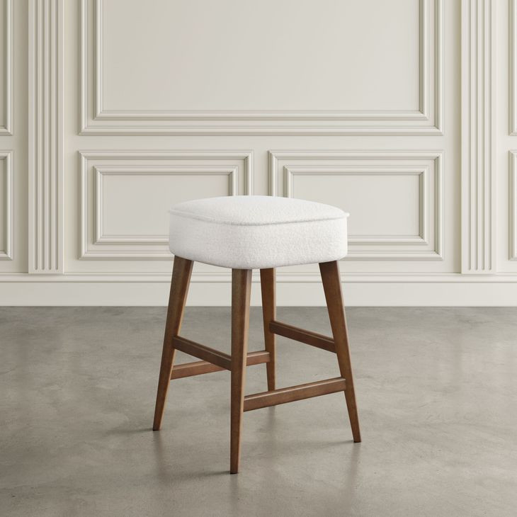 Nash Walnut and White Upholstered 5 Piece Counter Height Dining Set with Backless Stools