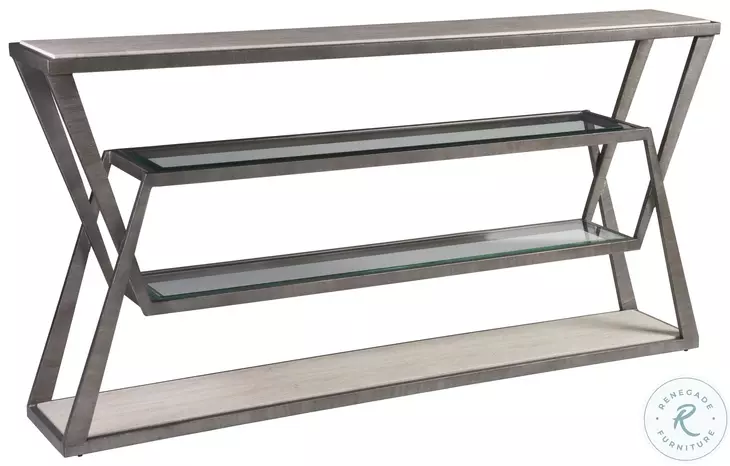 Signature Designs Ribbed Silver Leaf Adamo Console Table