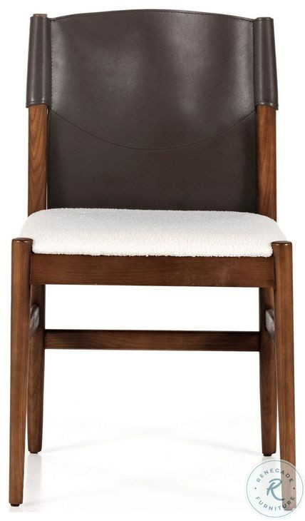 Lulu Espresso Leather Blend And Cardiff Cream Performance Fabric Dining Chair Set of 2