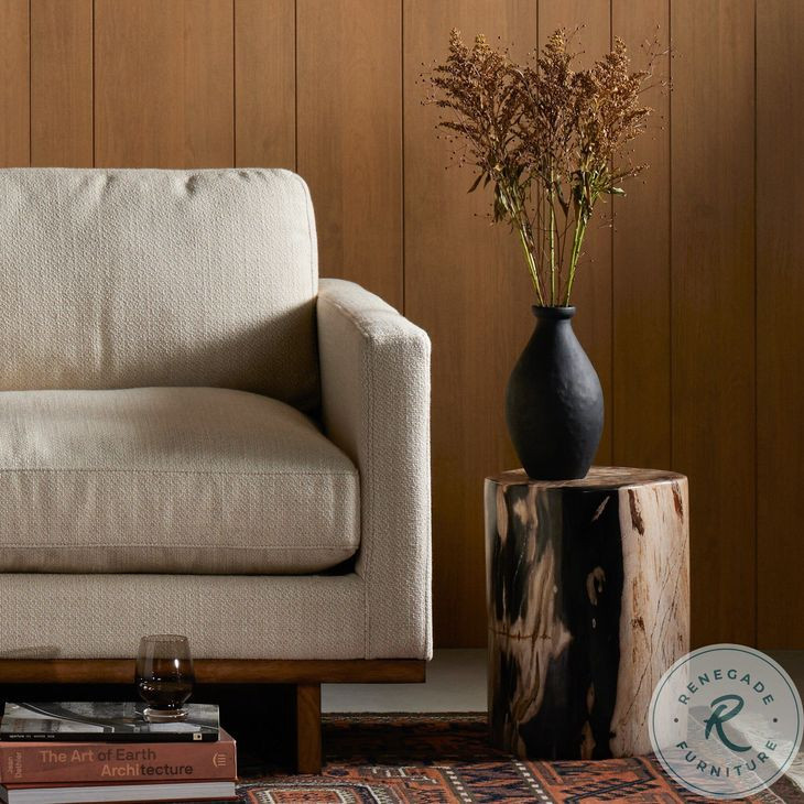 Kos Light Petrified Wood Round End Table