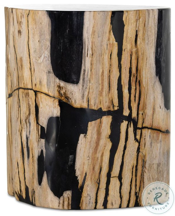 Kos Light Petrified Wood Round End Table