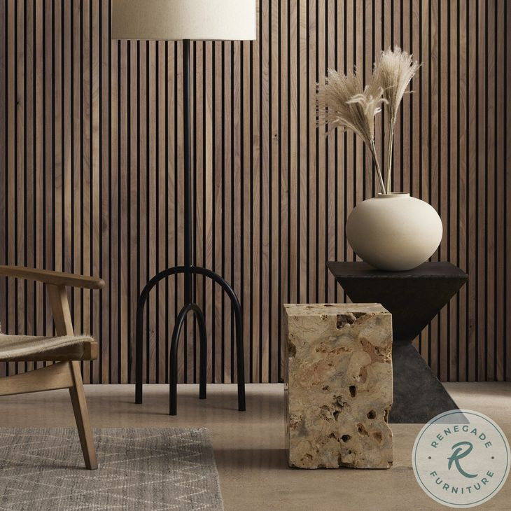 Faydon Romano Fosse Travertine End Table