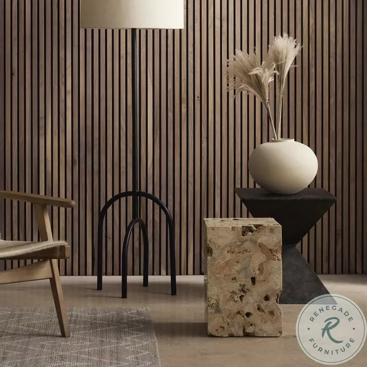Faydon Romano Fosse Travertine End Table