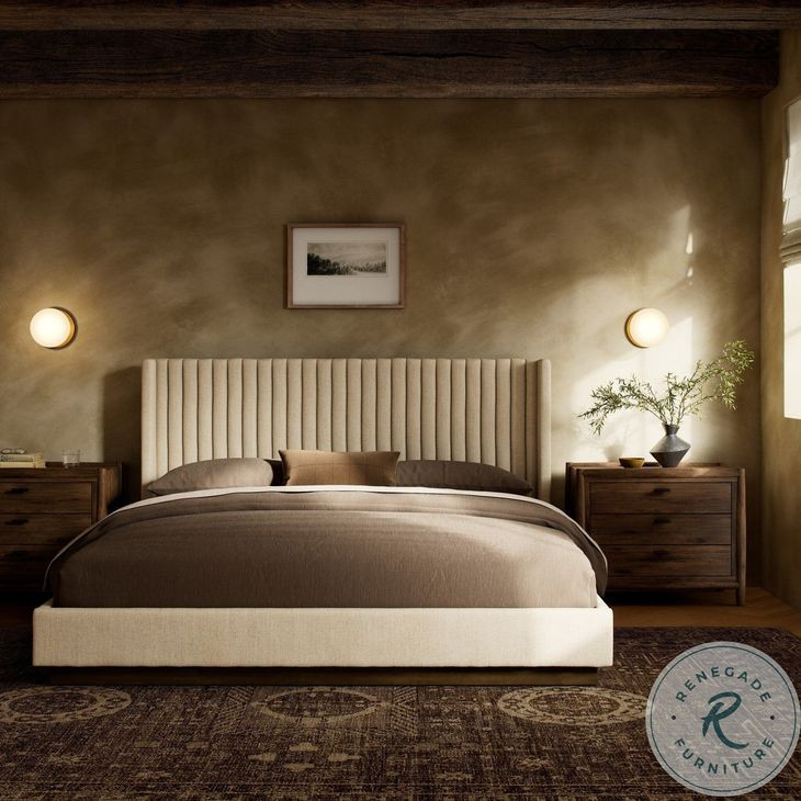 Montgomery Thames Cream Performance Fabric King Upholstered Bed