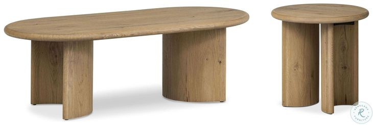 Paden Worn Oak Veneer 51" Oval Occassional Table Set