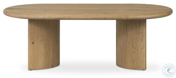 Paden Worn Oak Veneer 51" Oval Occassional Table Set