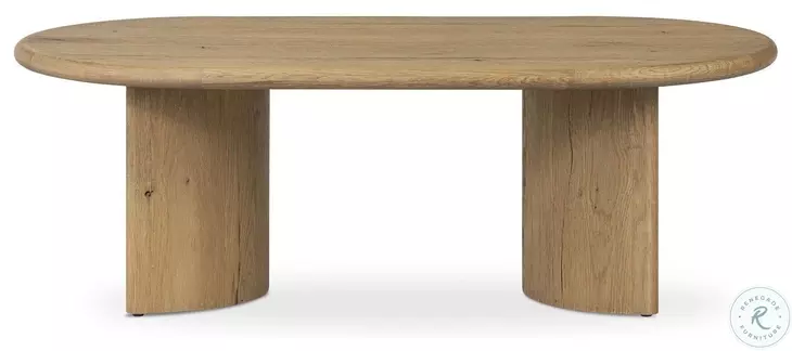 Paden Worn Oak Veneer 51" Oval Occassional Table Set