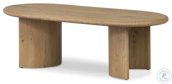 Paden Worn Oak Veneer 51" Oval Coffee Table