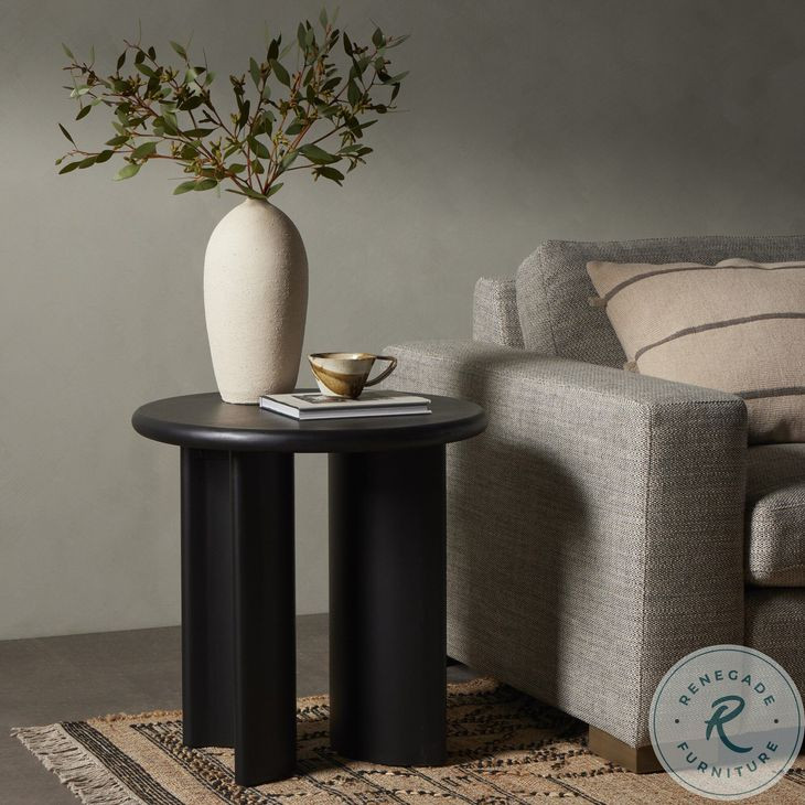 Paden Aged Black Acacia Round End Table