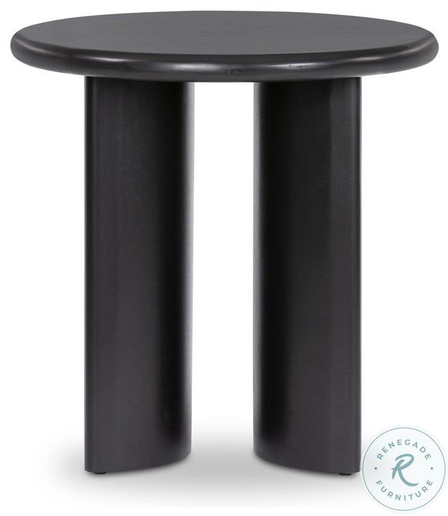 Paden Aged Black Acacia Round End Table