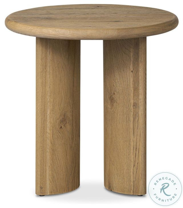 Paden Worn Oak Veneer Round End Table