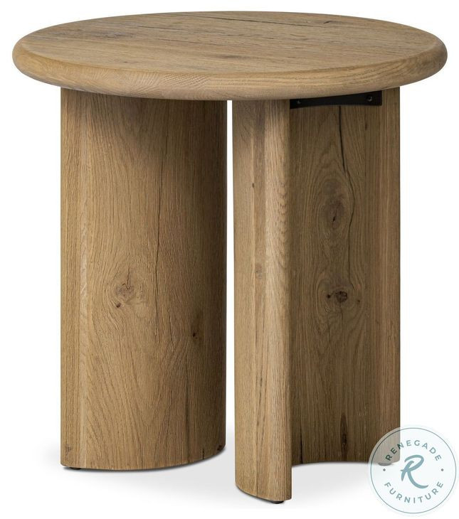 Paden Worn Oak Veneer Round End Table
