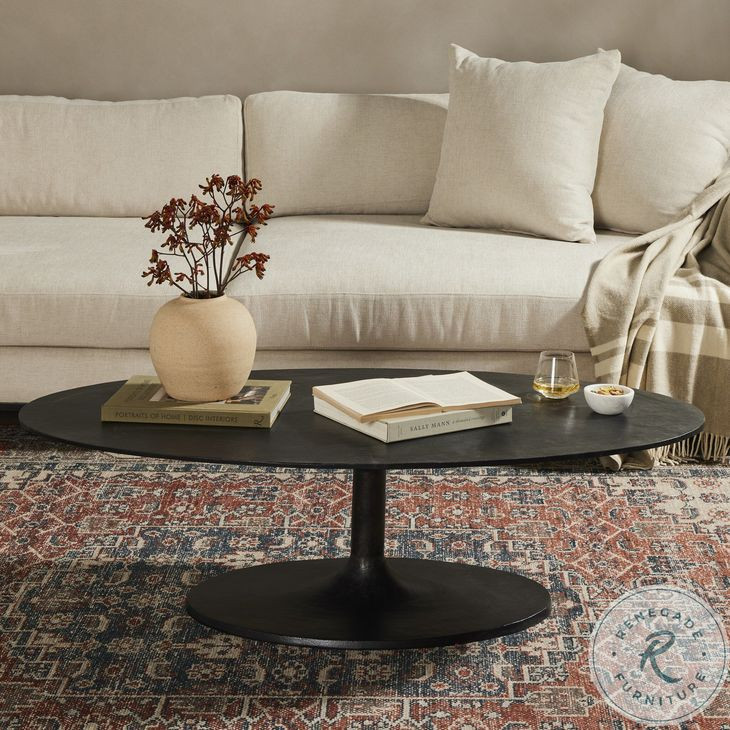 Simone Raw Black Oval Coffee Table