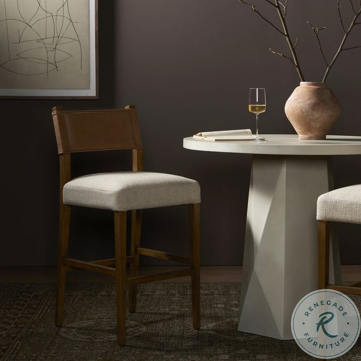 Ferris Thames Cream Performance Fabric Bar Stool