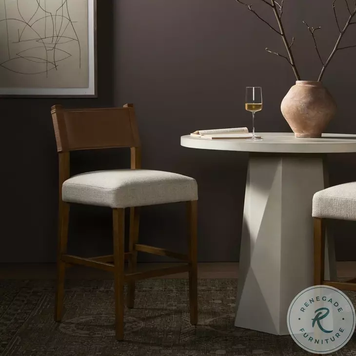 Ferris Thames Cream Performance Fabric Bar Stool