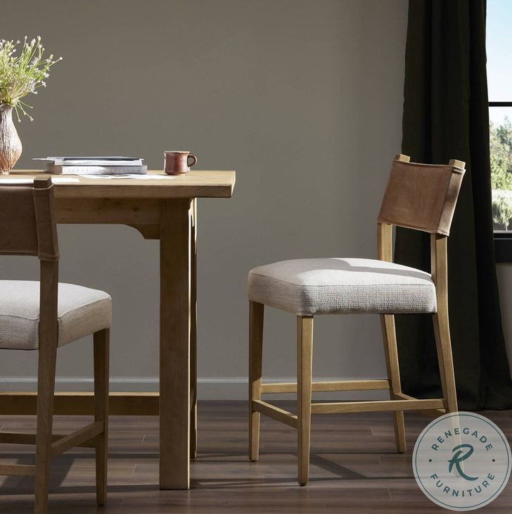 Ferris Thames Cream Performance Fabric Counter Height Stool