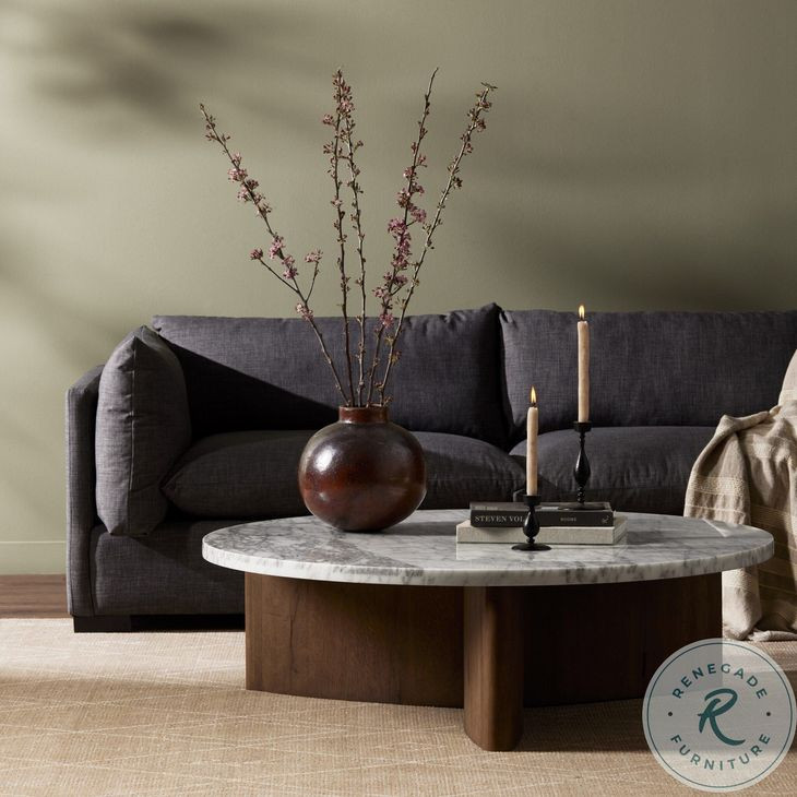 Toli Italian White Marble Round Coffee Table