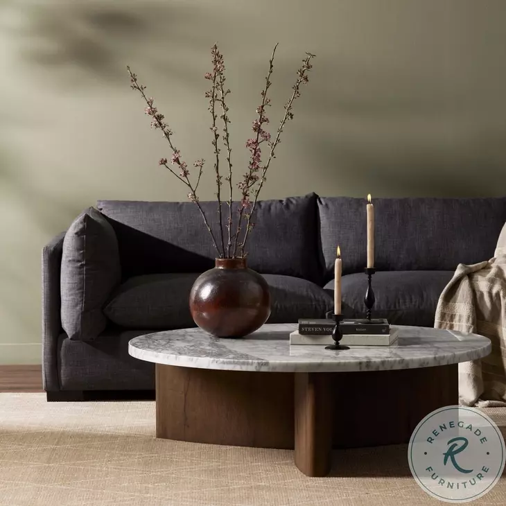 Toli Italian White Marble Round Coffee Table