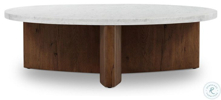 Toli Italian White Marble Round Coffee Table
