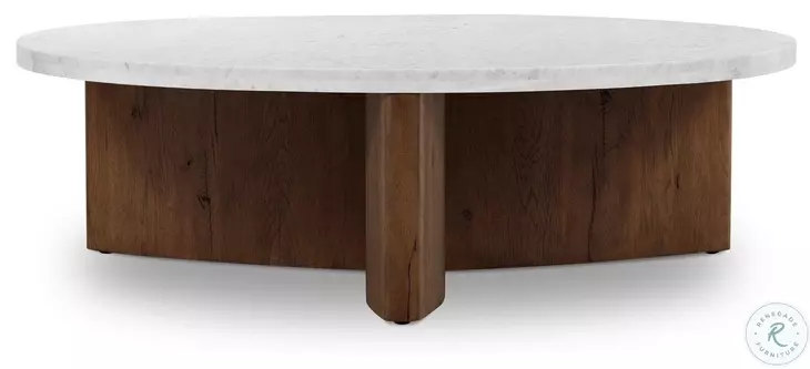 Toli Italian White Marble Round Coffee Table