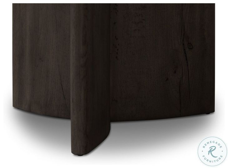 Toli Italian White Marble and Smoked Black Veneer Round End Table
