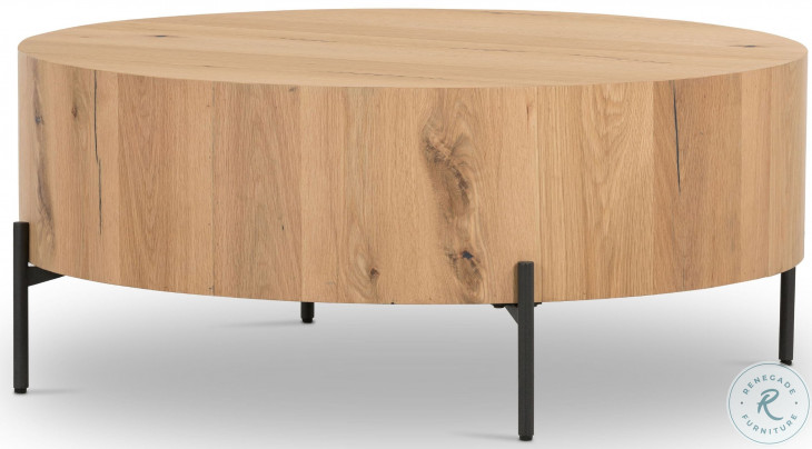 Eaton Light Oak Resin Drum Coffee Table from Four Hands | Coleman Furniture