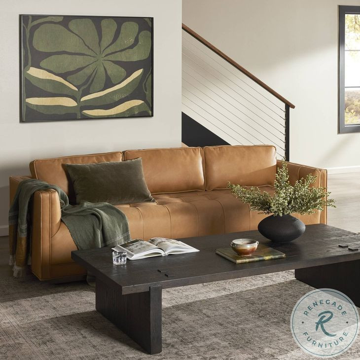 Kiera Palermo Cognac 90" Upholstered Sofa