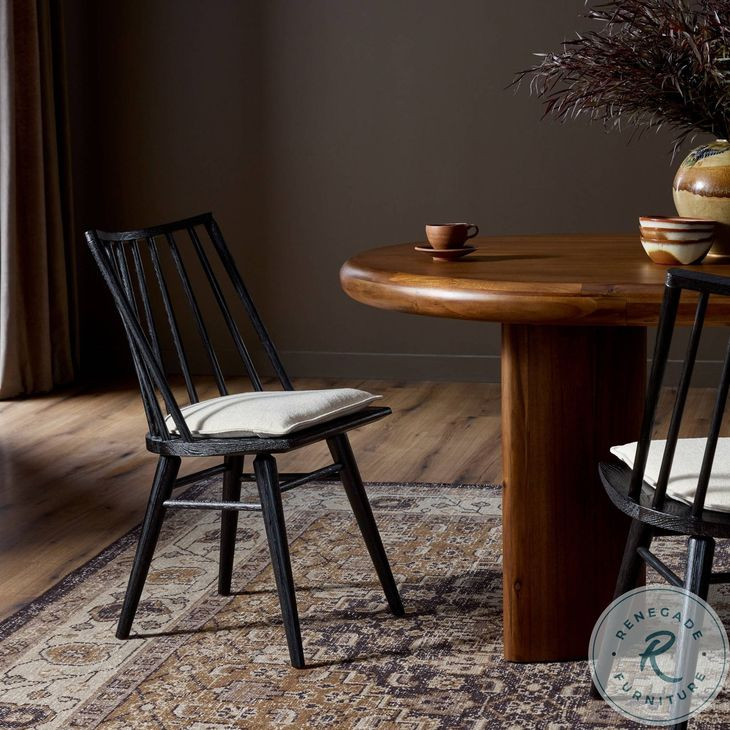 Lewis Black Oak Performance Fabric Windsor Chair Set of 2