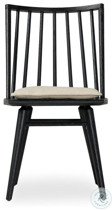 Lewis Black Oak Performance Fabric Windsor Chair Set of 2