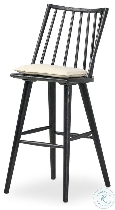 Lewis Black Oak Windsor Performance Fabric Bar Stool