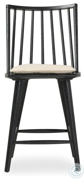 Lewis Black Oak Windsor Performance Fabric Counter Height Stool