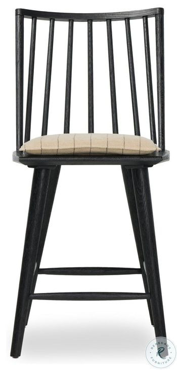 Lewis Black Oak Windsor Bore and Dowel Counter Height Stool