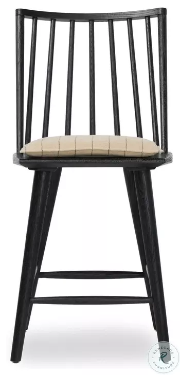 Lewis Black Oak Windsor Bore and Dowel Counter Height Stool
