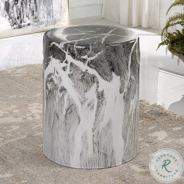 Marvel Black And White Marble Garden Stool From Uttermost | Coleman ...