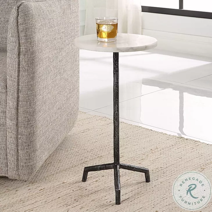 Hanorin White And Aged Black Marble Drink Table