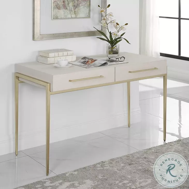Jewel White And Gold Desk