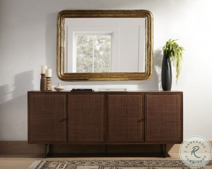 Vintage Louis Antiqued Gold Leaf Rectangle Mirror