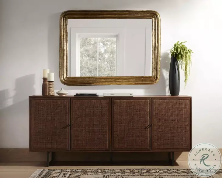 Vintage Louis Antiqued Gold Leaf Rectangle Mirror