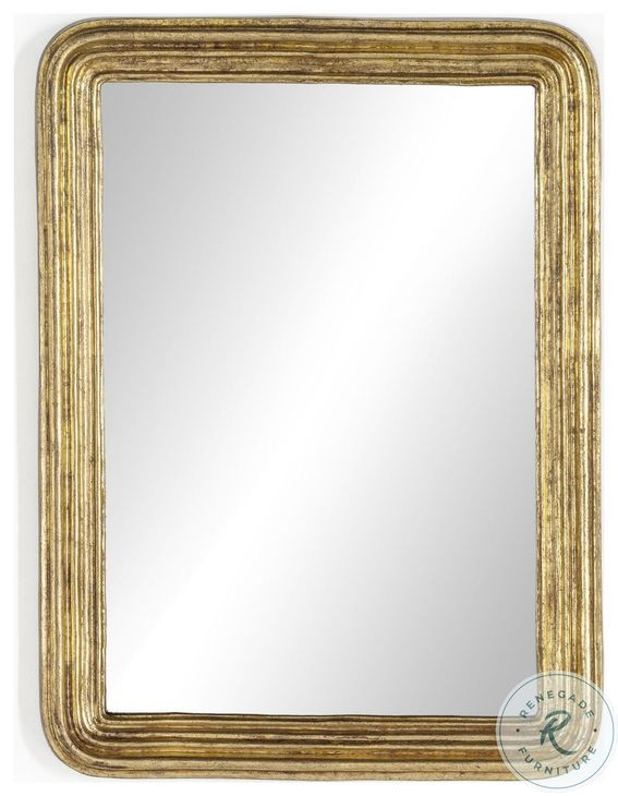 Vintage Louis Antiqued Gold Leaf Rectangle Mirror