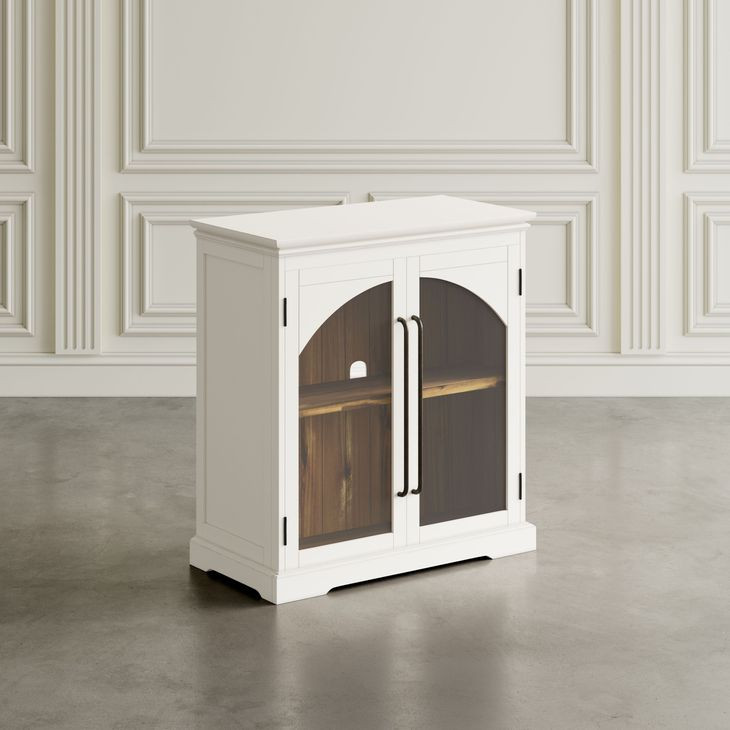Archdale White 2 Glass Door Accent Storage Cabinet
