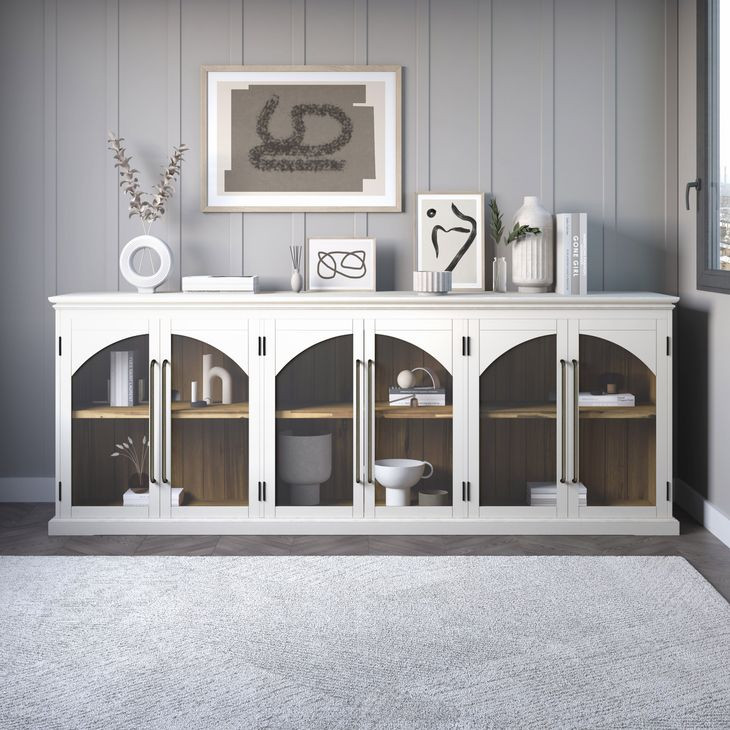 Archdale White 6 Glass Door Sideboard