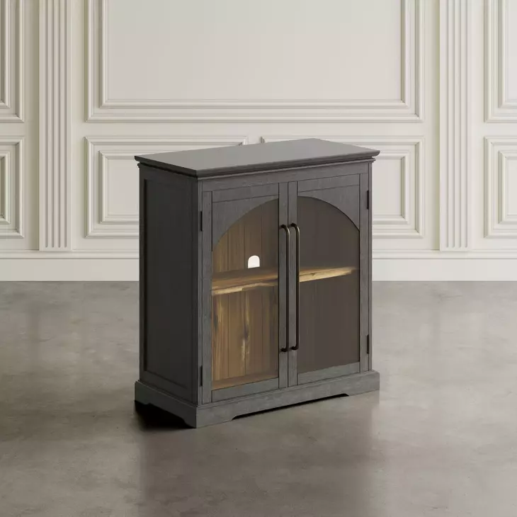 Archdale Gray 2 Glass Door Accent Storage Cabinet