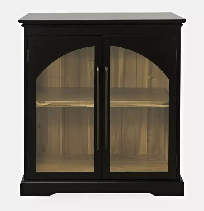 Archdale Black 2 Glass Door Accent Storage Cabinet