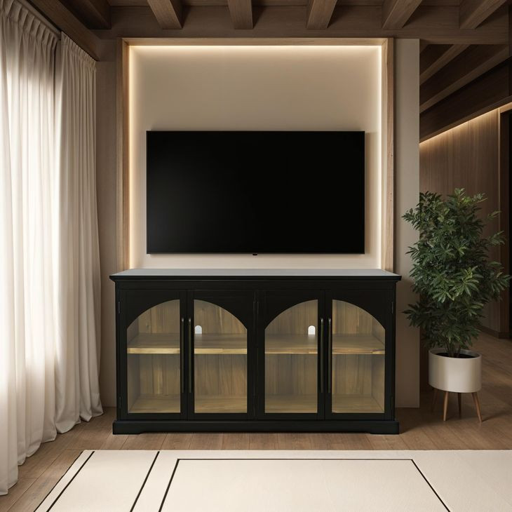 Archdale Black 4 Glass Door Sideboard