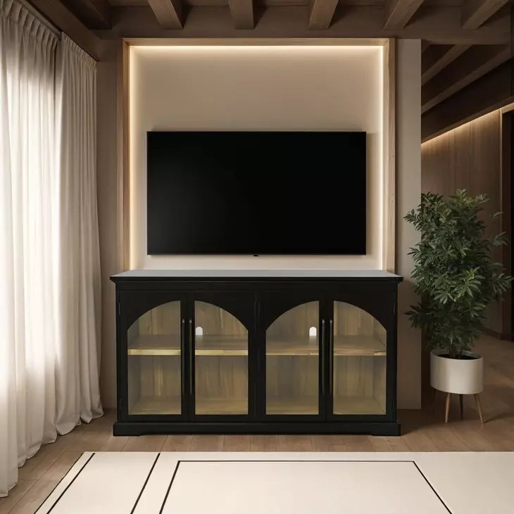 Archdale Black 4 Glass Door Sideboard