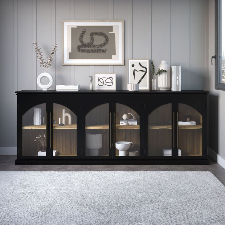 Archdale Black 6 Glass Door Sideboard