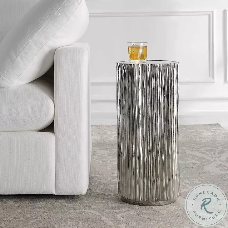 Aeris Dark Nickel Mirrored Top Drink Table